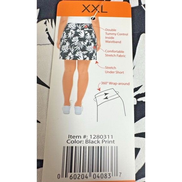 S.C. & CO. Womens Size XXL Black Floral 360 Degree Tummy Control Skort Stretch - Picture 6 of 11